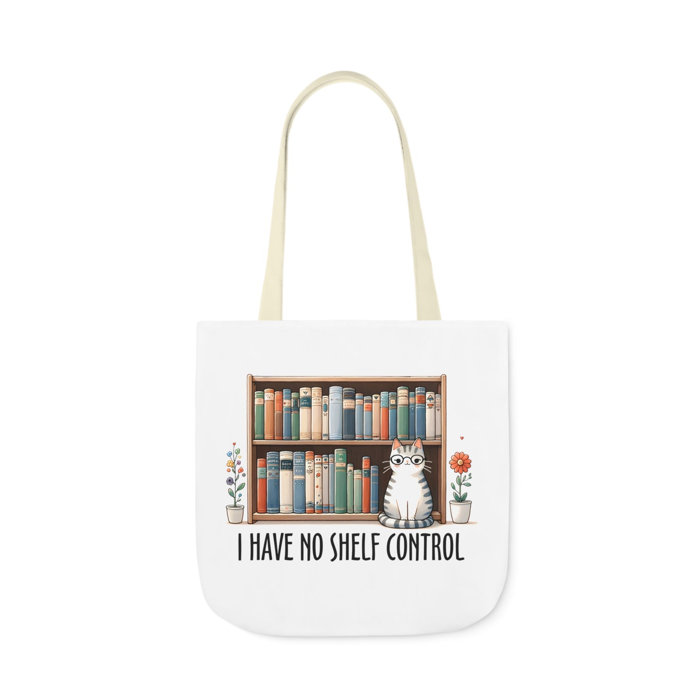 I Have No Shelf Control Cat Canvas Tote Bag, 3-Color Straps