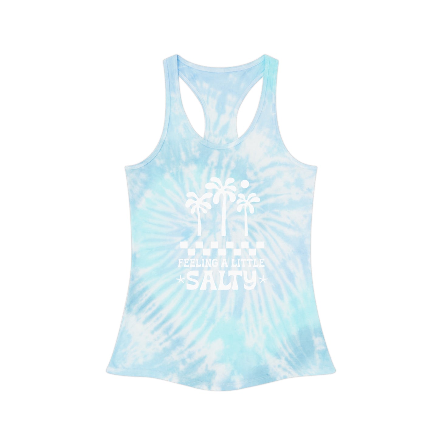 Feelin A Little Salty Tie White Dye Racerback Tank Top