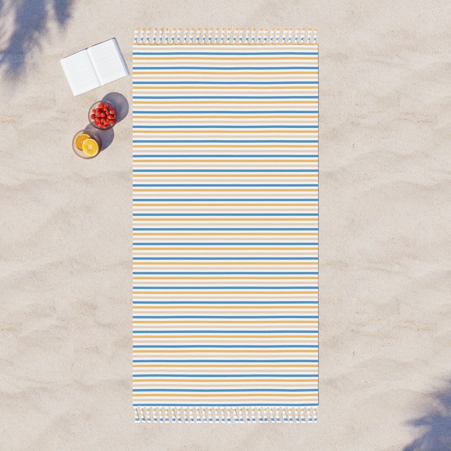 Yellow and Blue Striped Boho Beach Cloth