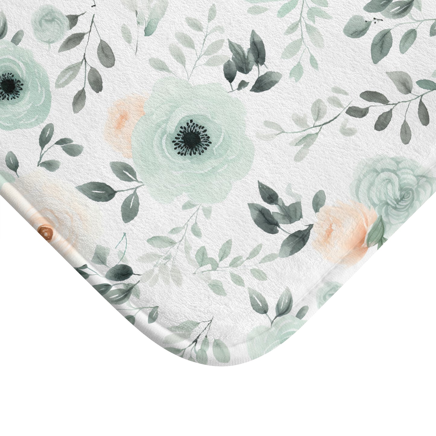 Mint Foral Bath Mat