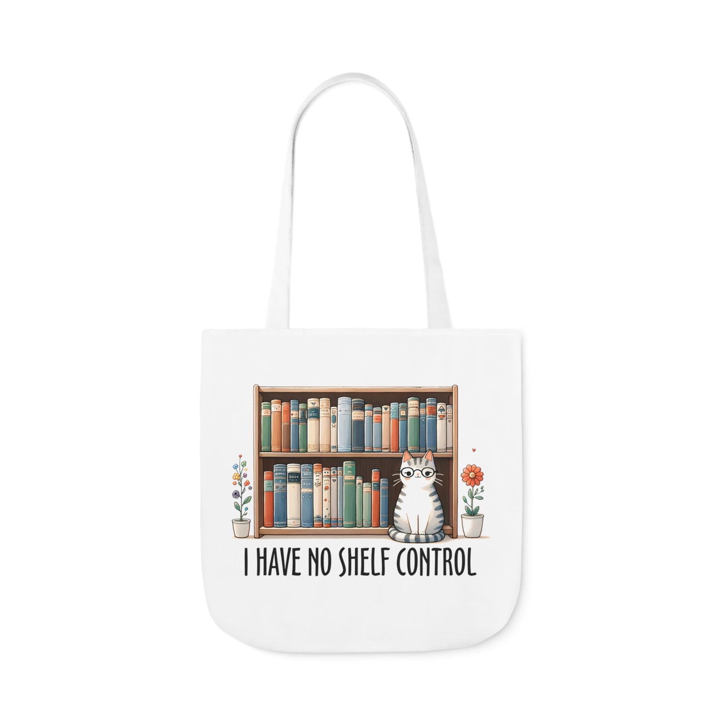 I Have No Shelf Control Cat Canvas Tote Bag, 3-Color Straps