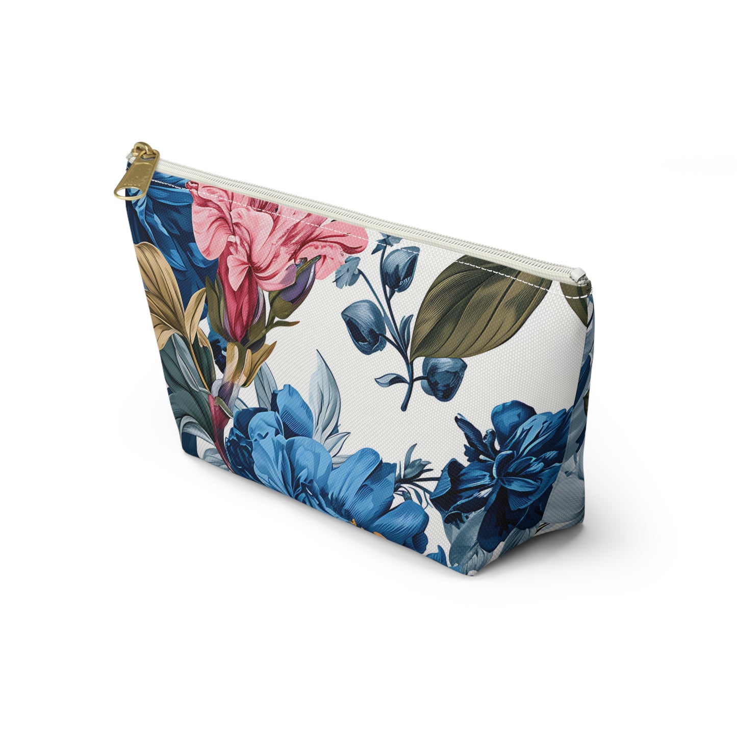 Tropical Floral Accessory Pouch w T-bottom