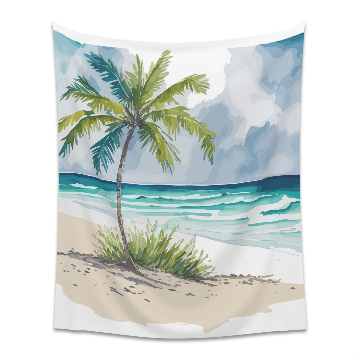 Palm Tree Beach Printed Wall Tapestry