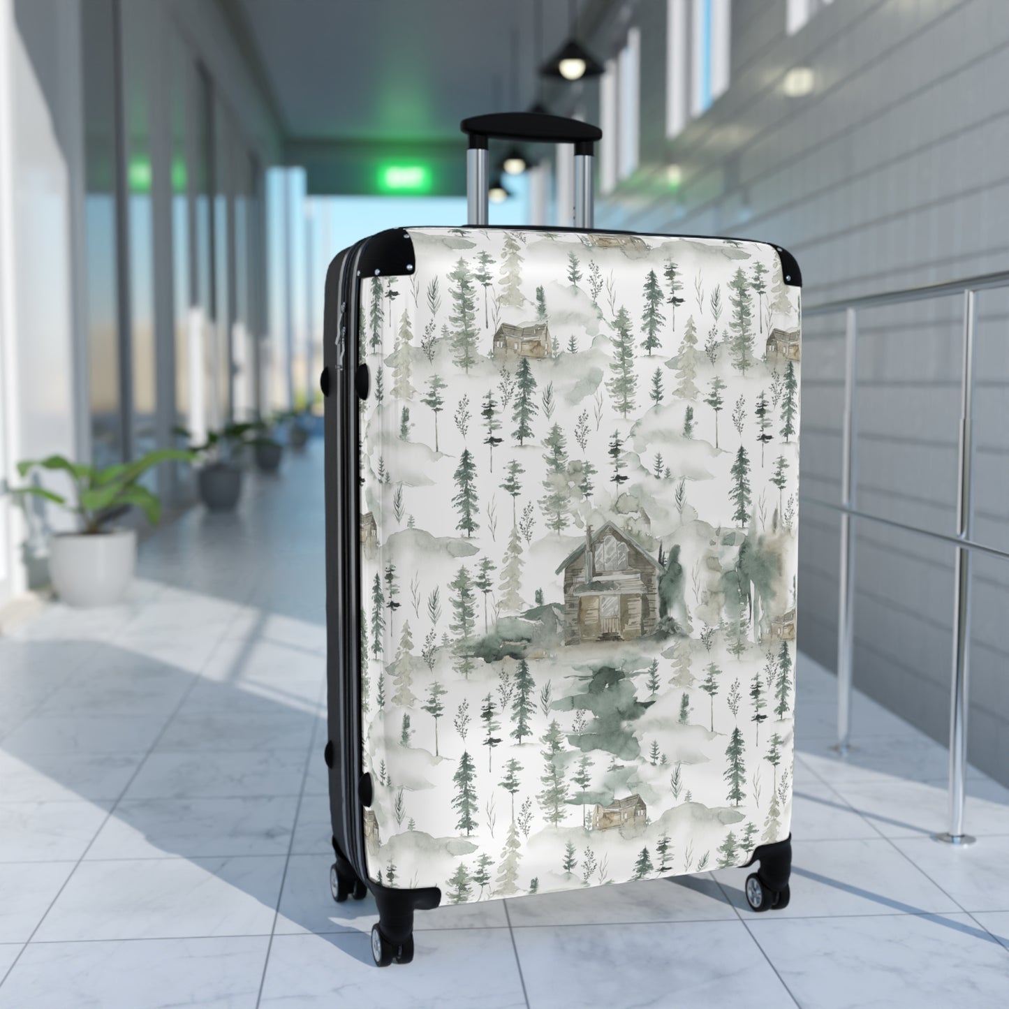 Green Woodland Mountain Suitcase