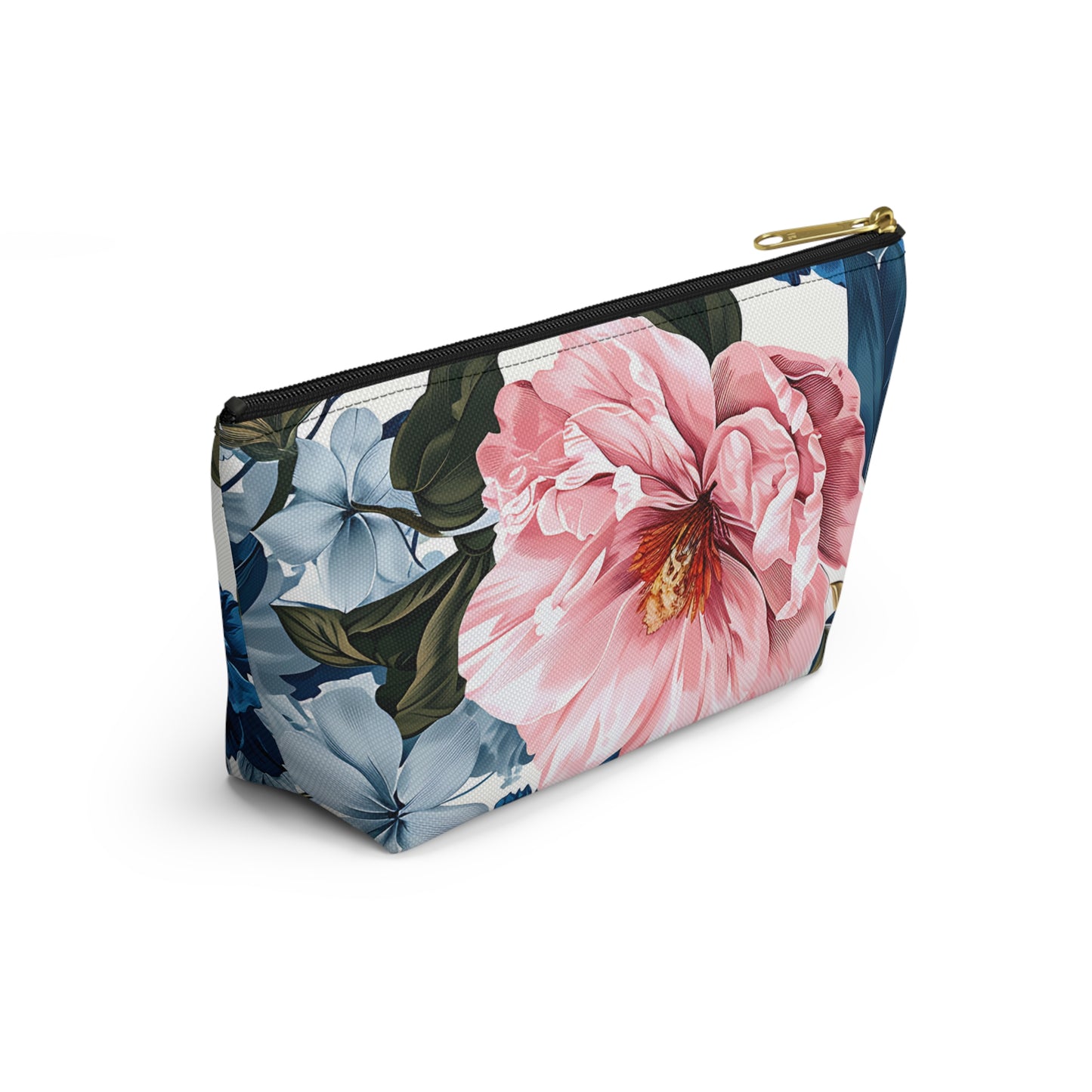 Tropical Floral Accessory Pouch w T-bottom