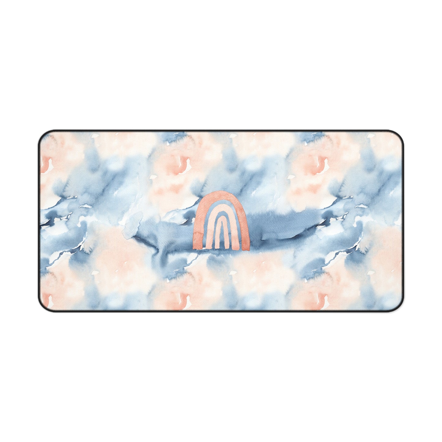 Watercolor Pink and Blue Rainbow Desk Mat