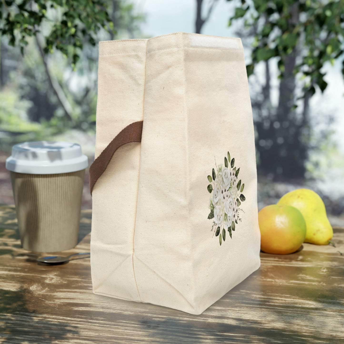 April Bouquet Canvas Lunch Bag With Strap