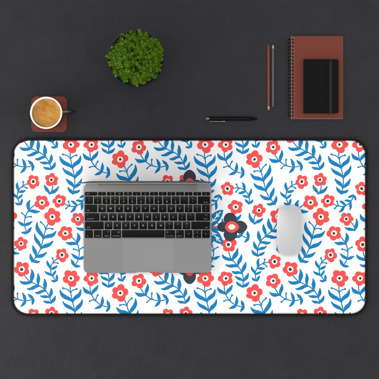 North Dreams Red Floral Desk Mat