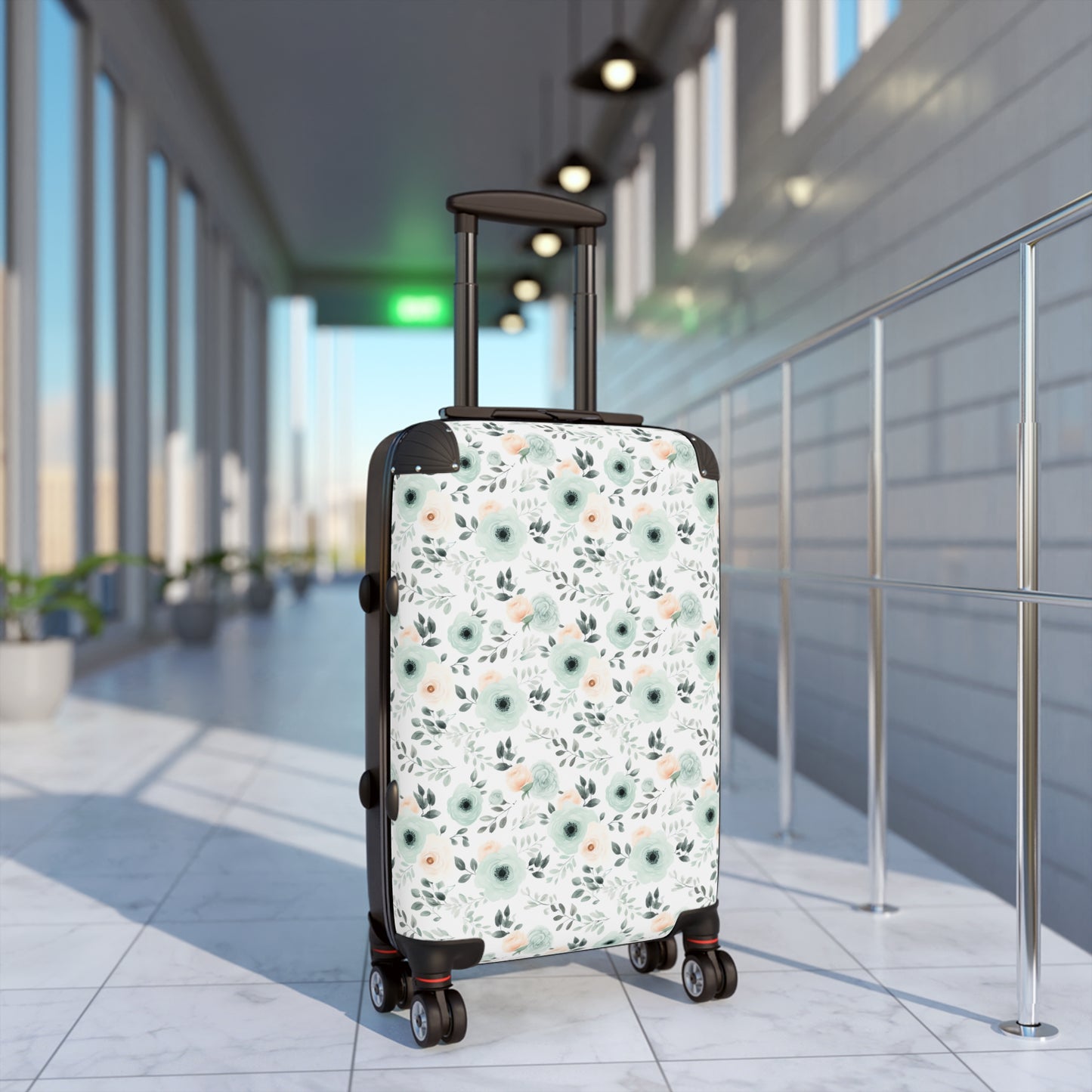 Mint Floral Suitcase