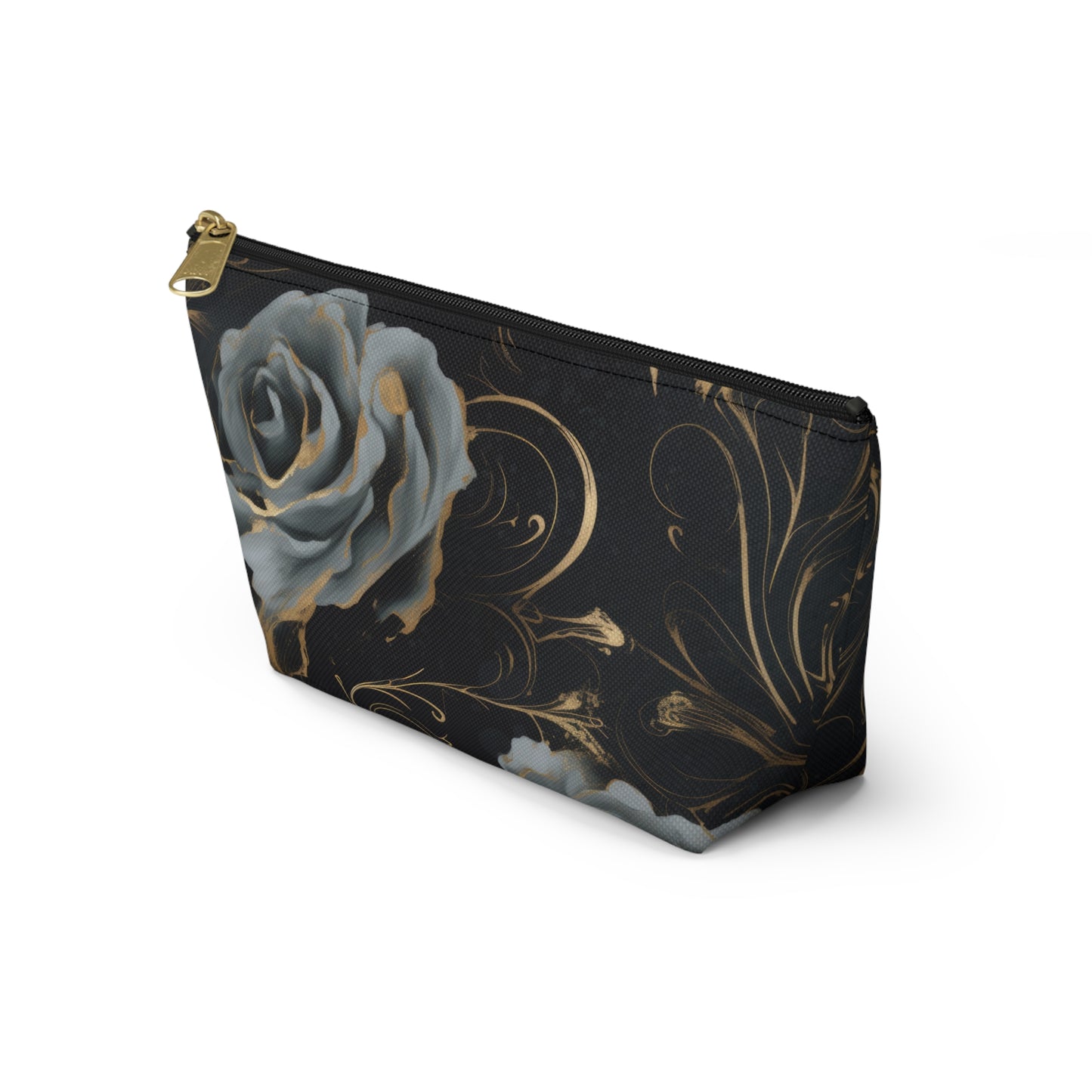 Black Blue Rose Accessory Pouch w T-bottom