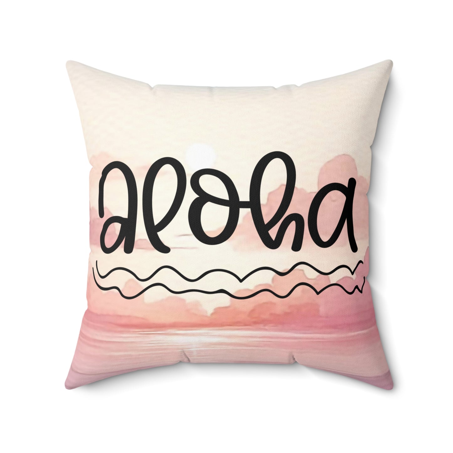 Pink and Coral Aloha Sunset Accent Spun Polyester Square Pillow