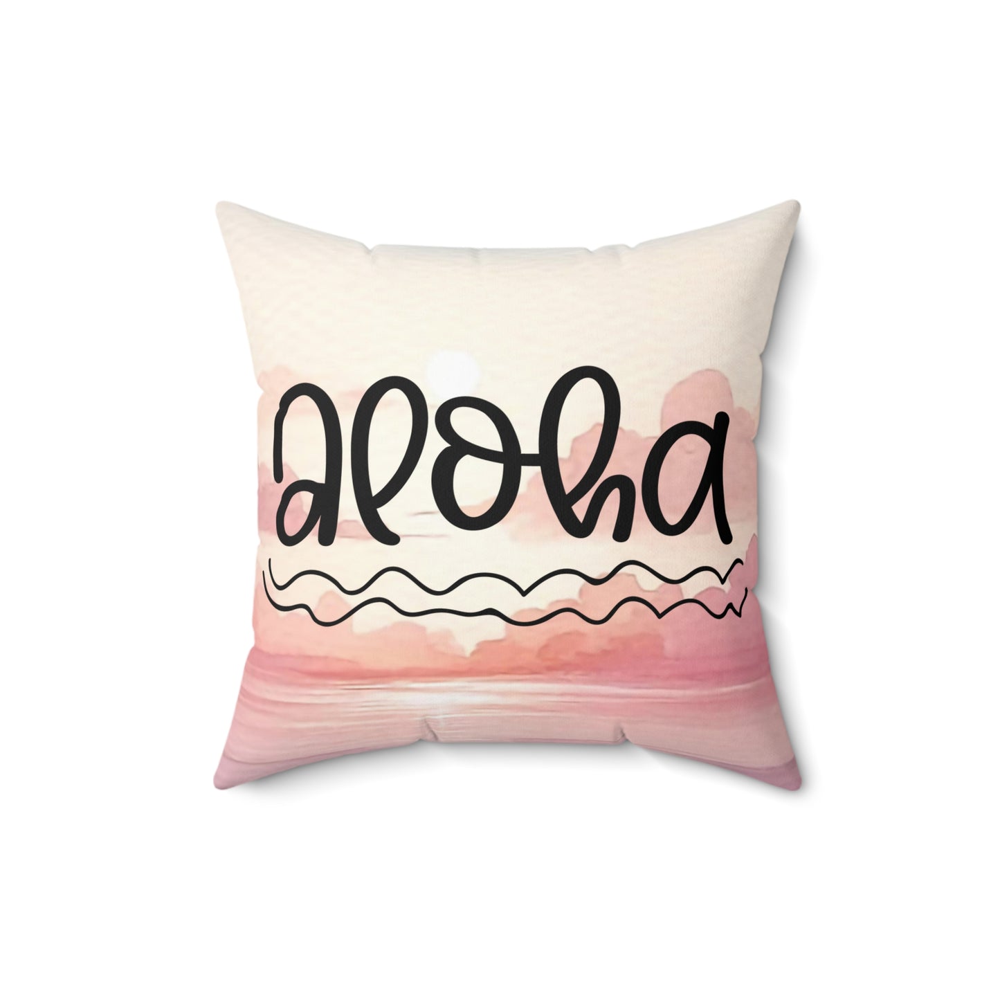 Pink and Coral Aloha Sunset Accent Spun Polyester Square Pillow