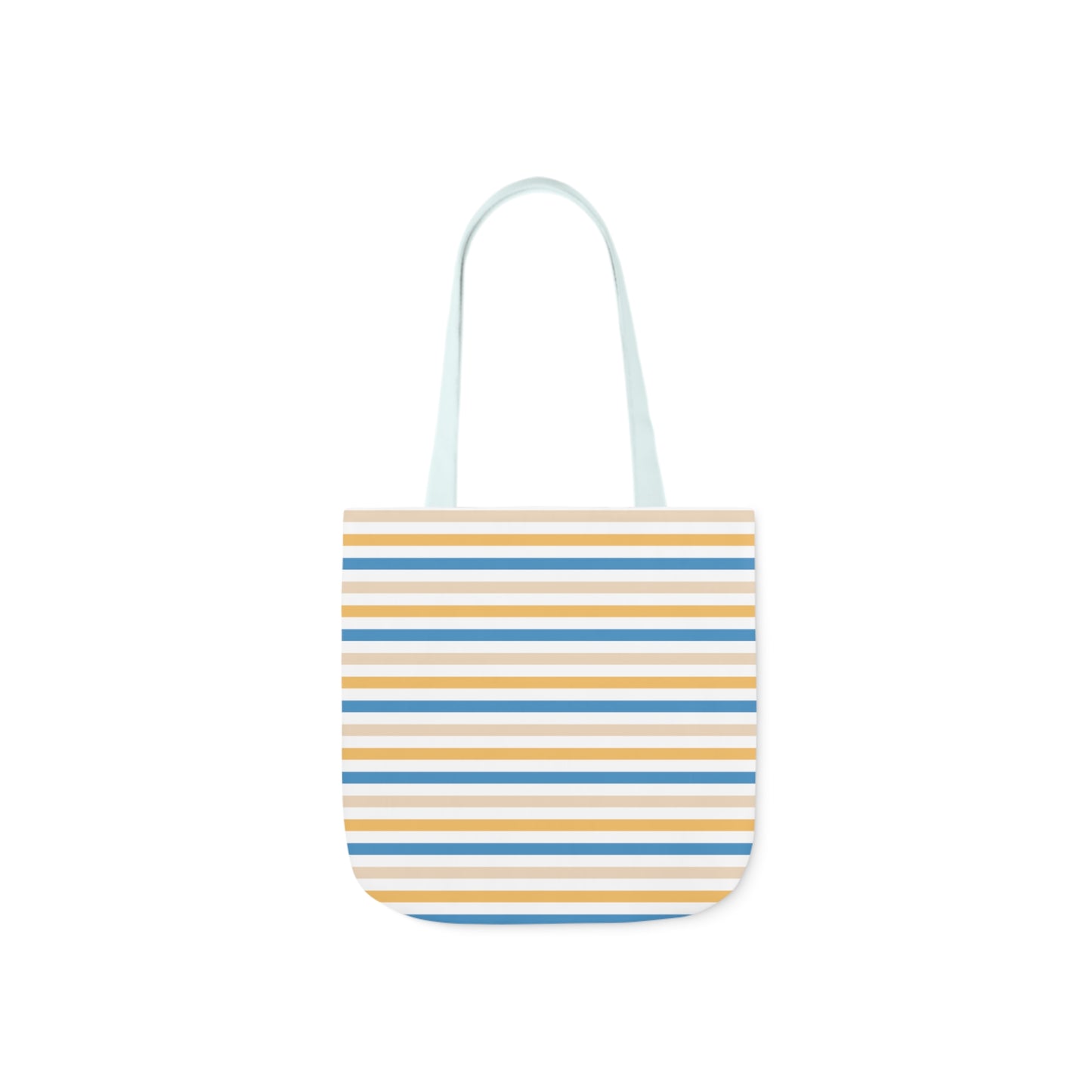 Yellow and Blue Stripe Canvas Tote Bag, 3-Color Straps