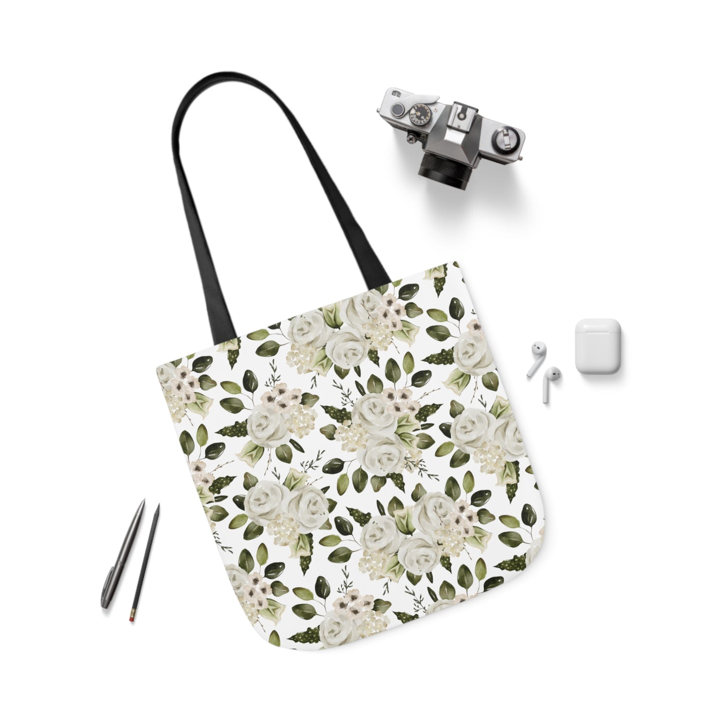 April Floral Canvas Tote Bag, 5-Color Straps