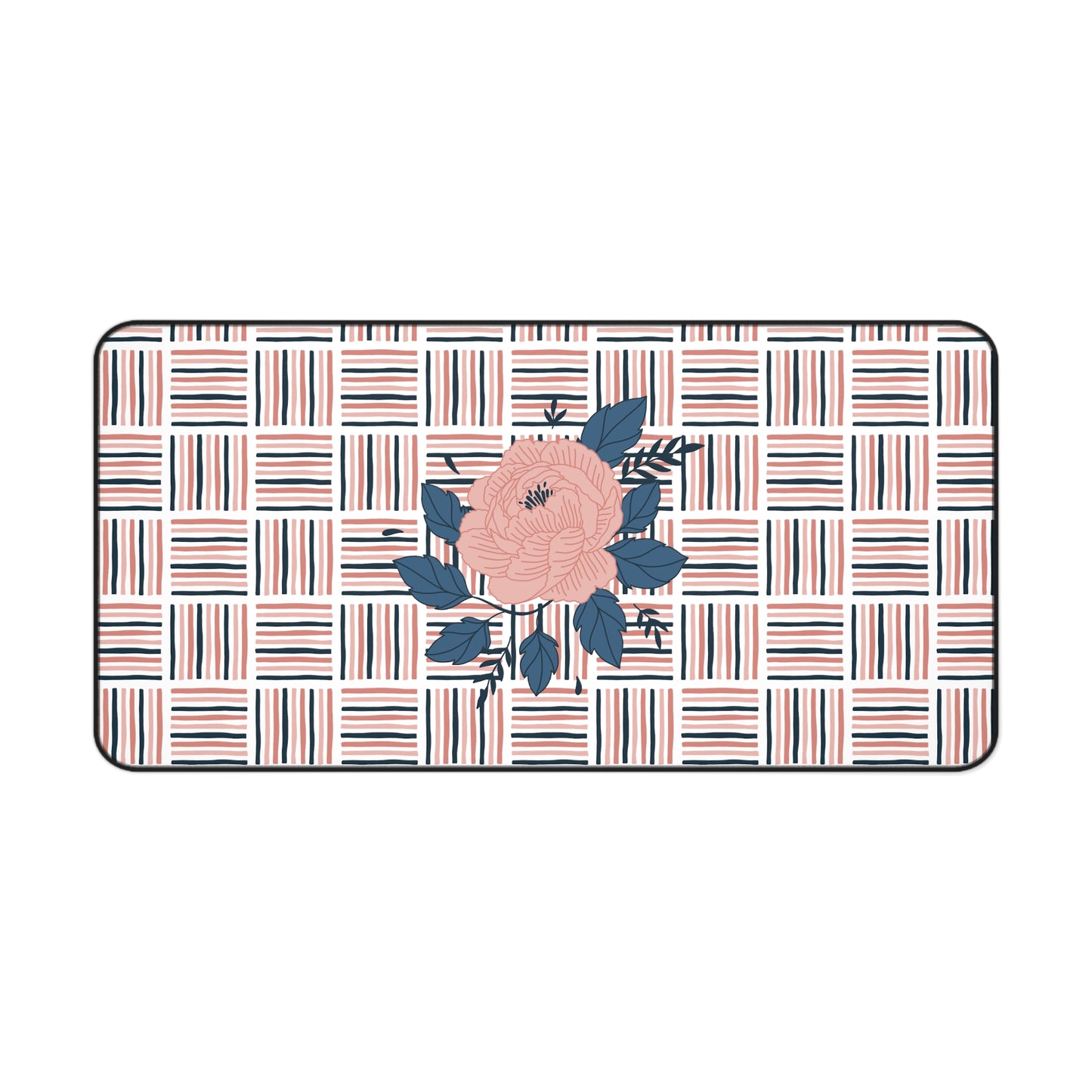 Pink Floral Crosshatch Desk Mat