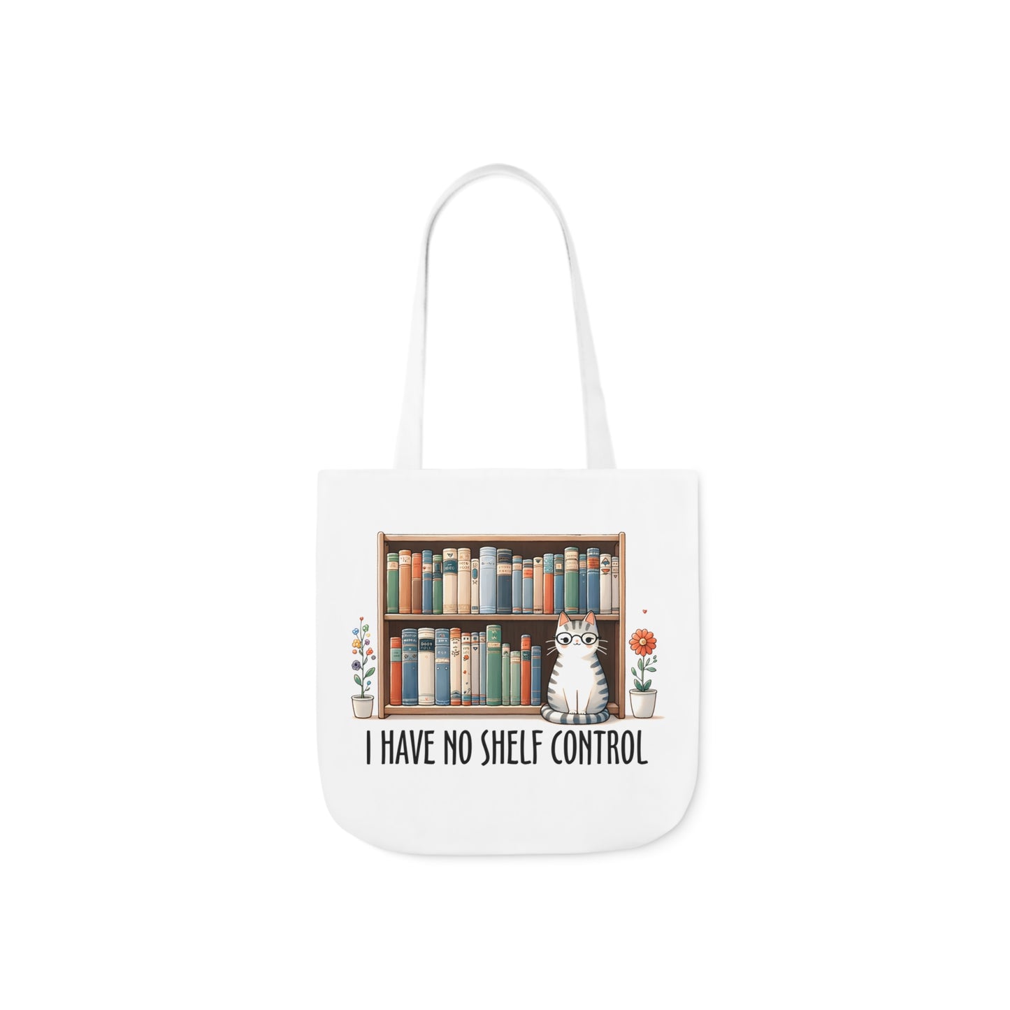 I Have No Shelf Control Cat Canvas Tote Bag, 3-Color Straps