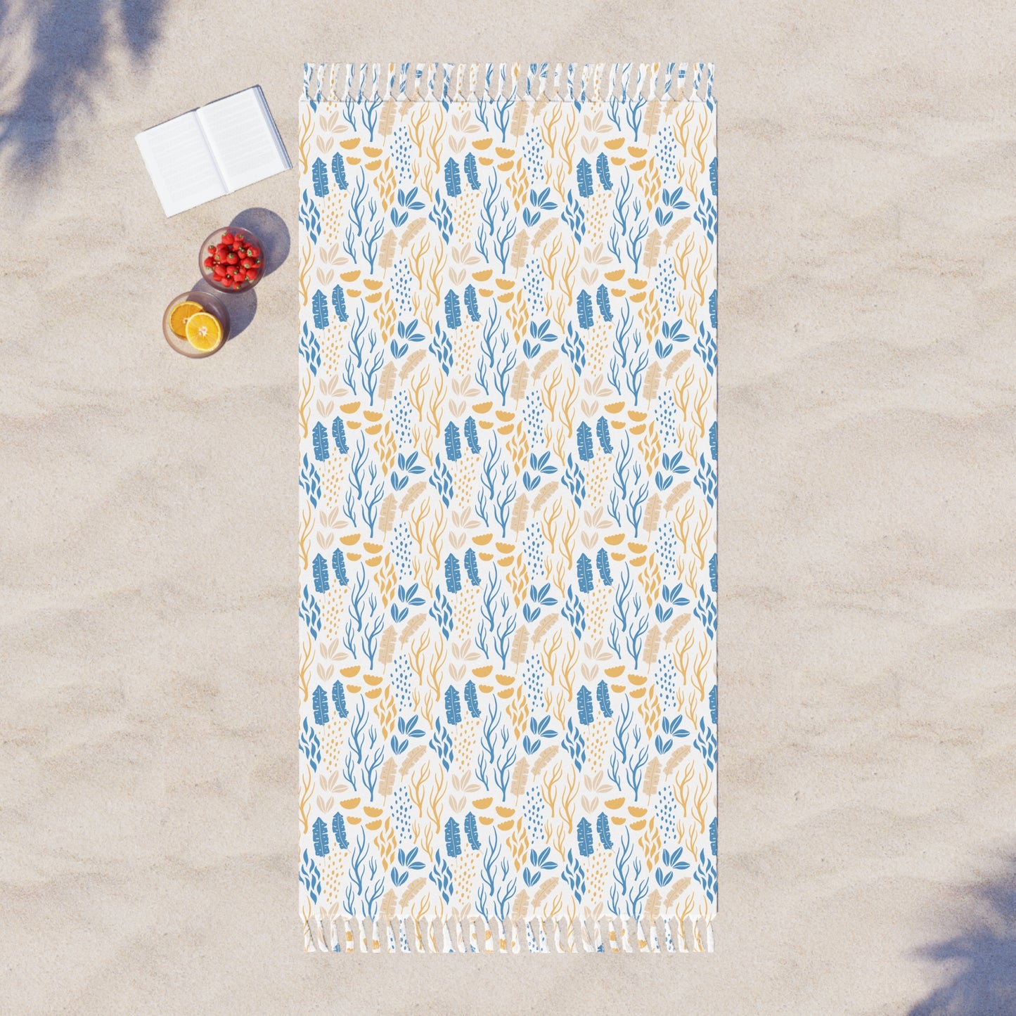 Yellow & Blue All Over Coral Boho Beach Cloth