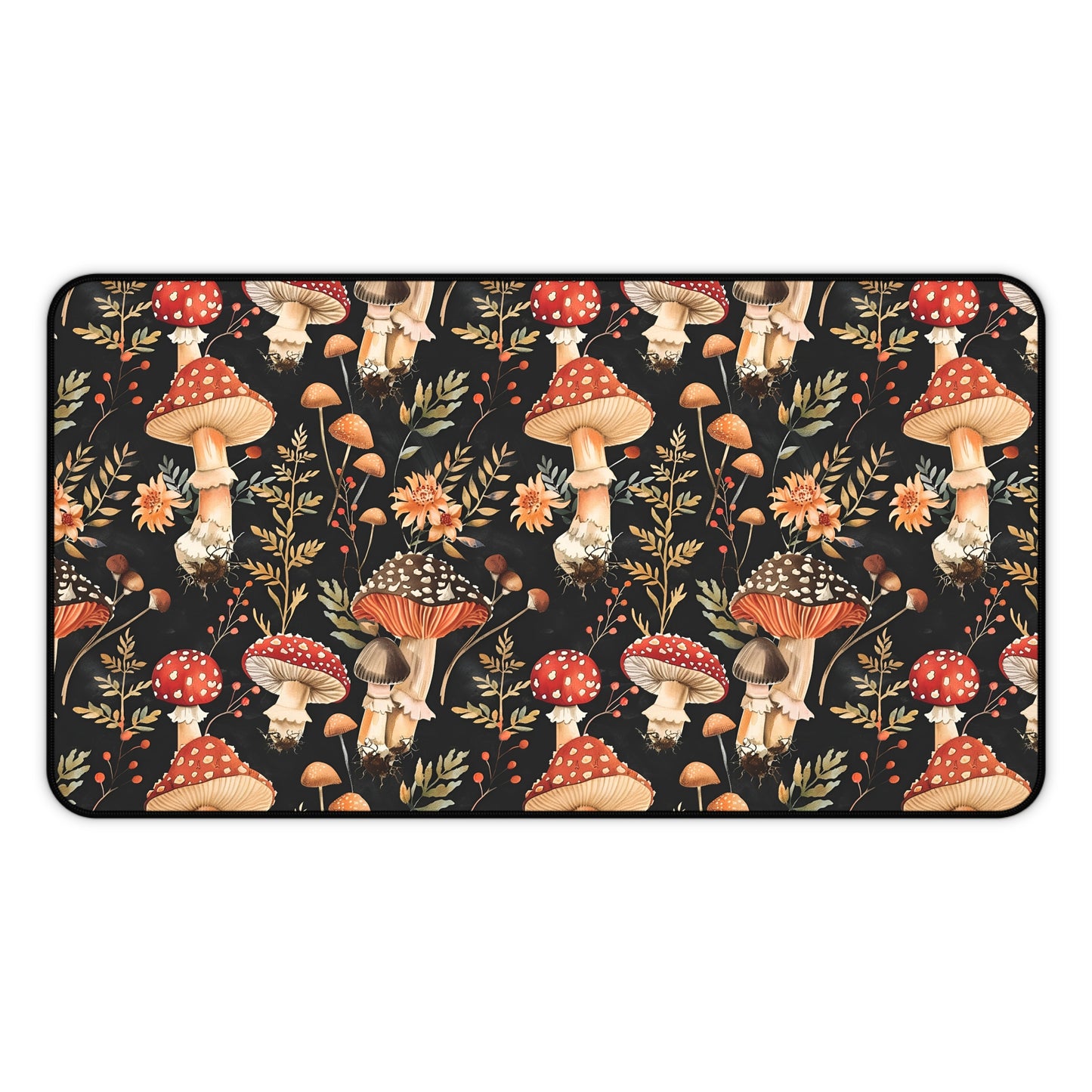 Red Mushroom Dark Desk Mat