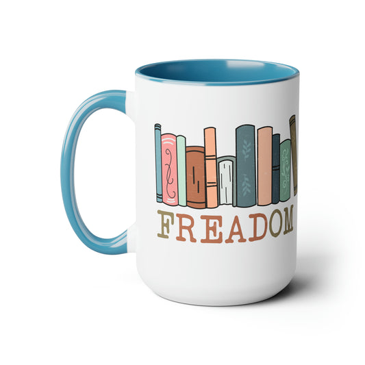 Freadom Books Two-Tone Coffee Mugs, 15oz