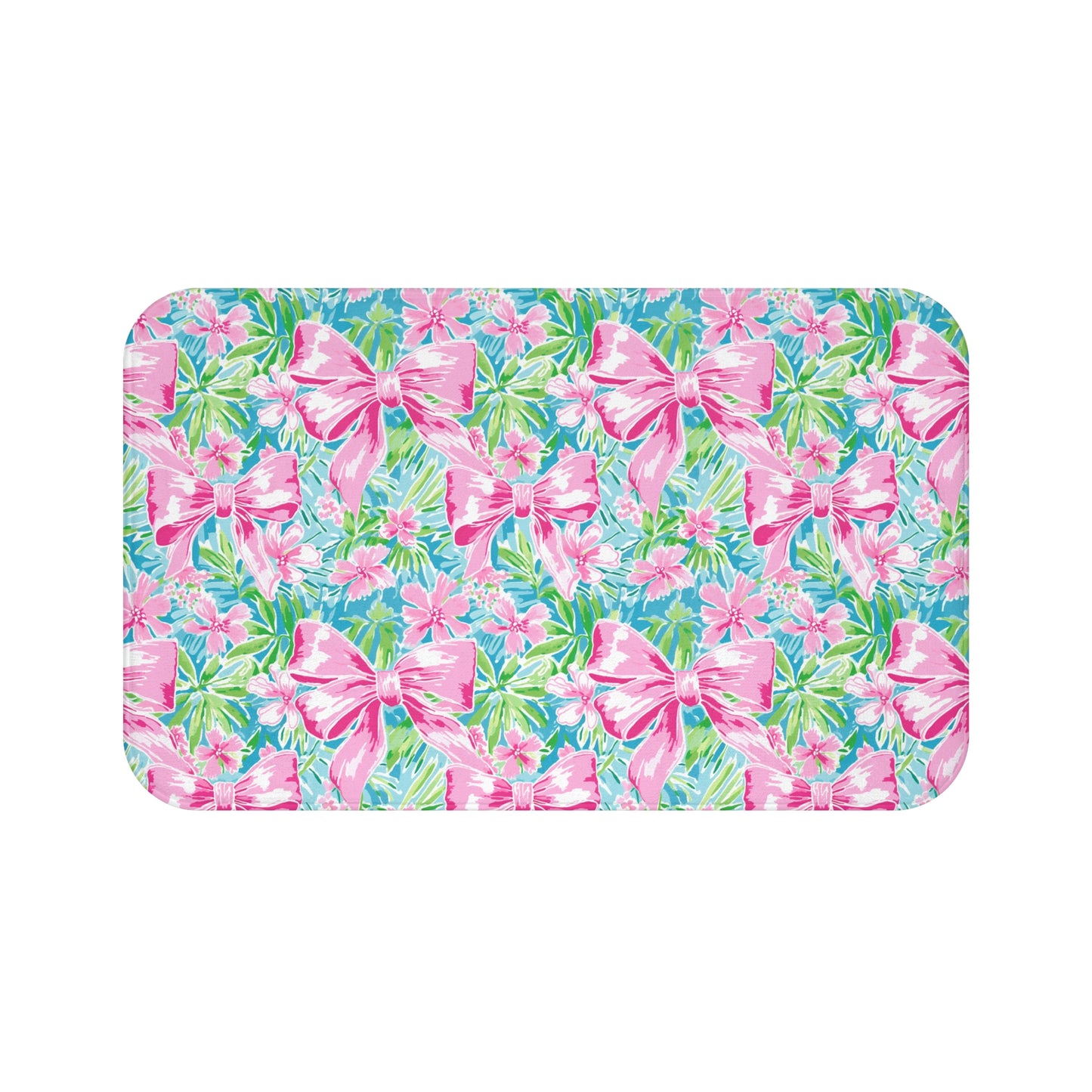 Preppy Pink Bows Bath Mat