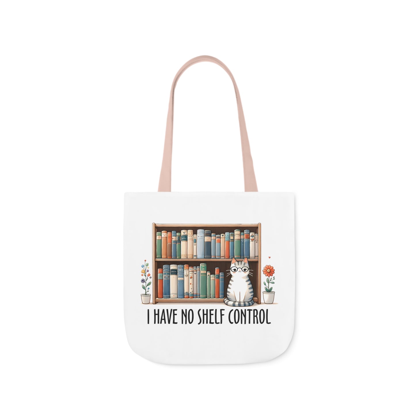 I Have No Shelf Control Cat Canvas Tote Bag, 3-Color Straps