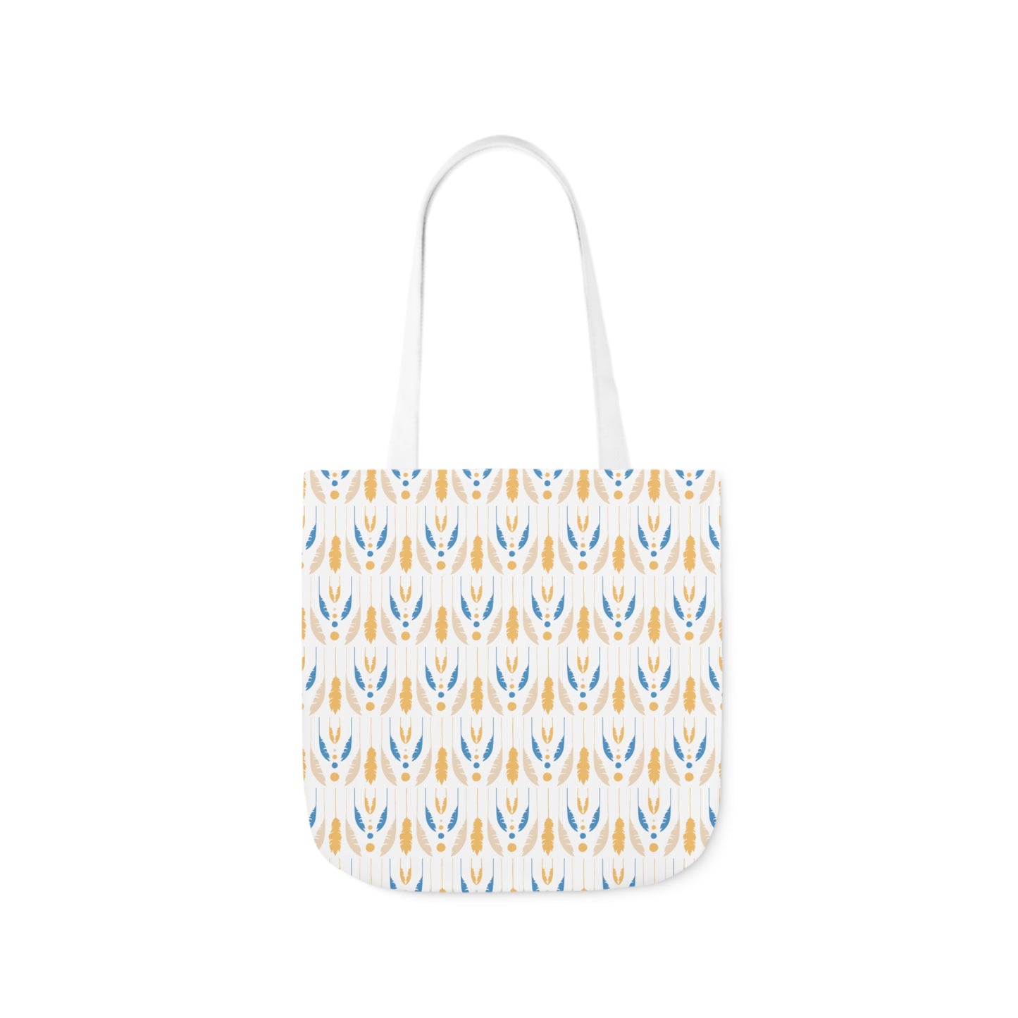 Yellow and Blue Fronds Canvas Tote Bag, 3-Color Straps