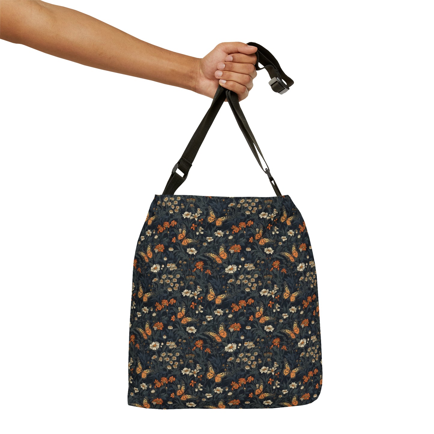 Black Monarch Floral Adjustable Tote Bag