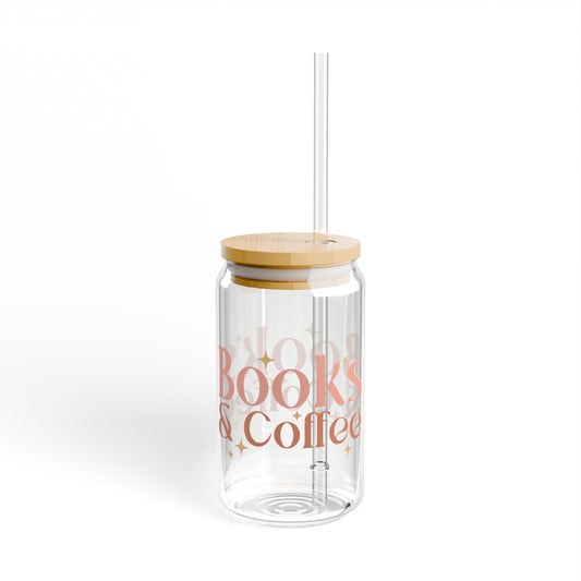 Books & Coffee Sipper Glass, 16oz