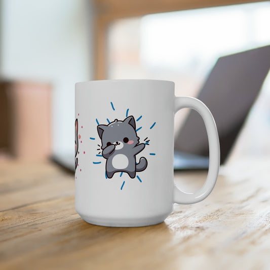 Three Gray Cats Ceramic Mug 15oz