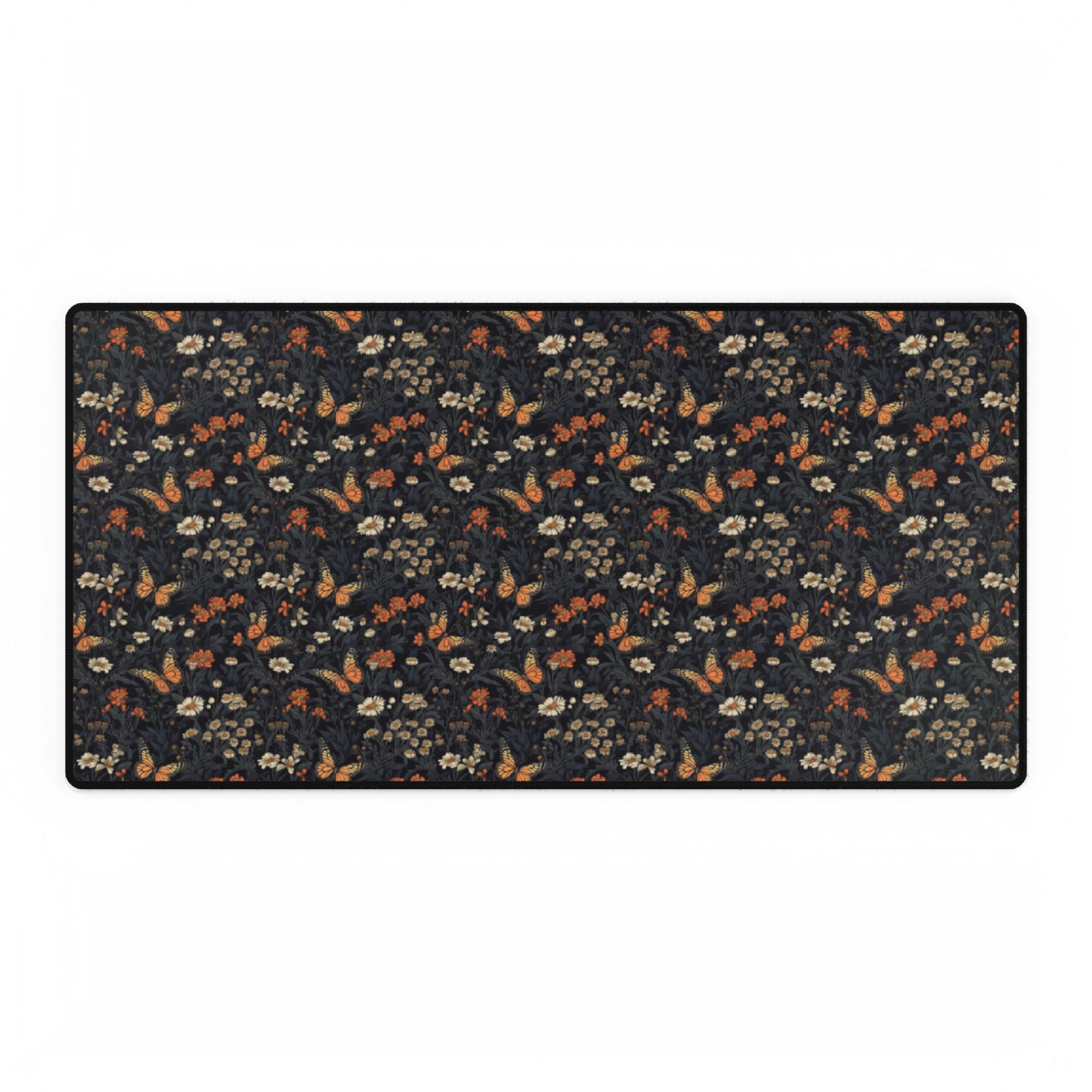 Dark Monarch Butterfly Floral Desk Mat