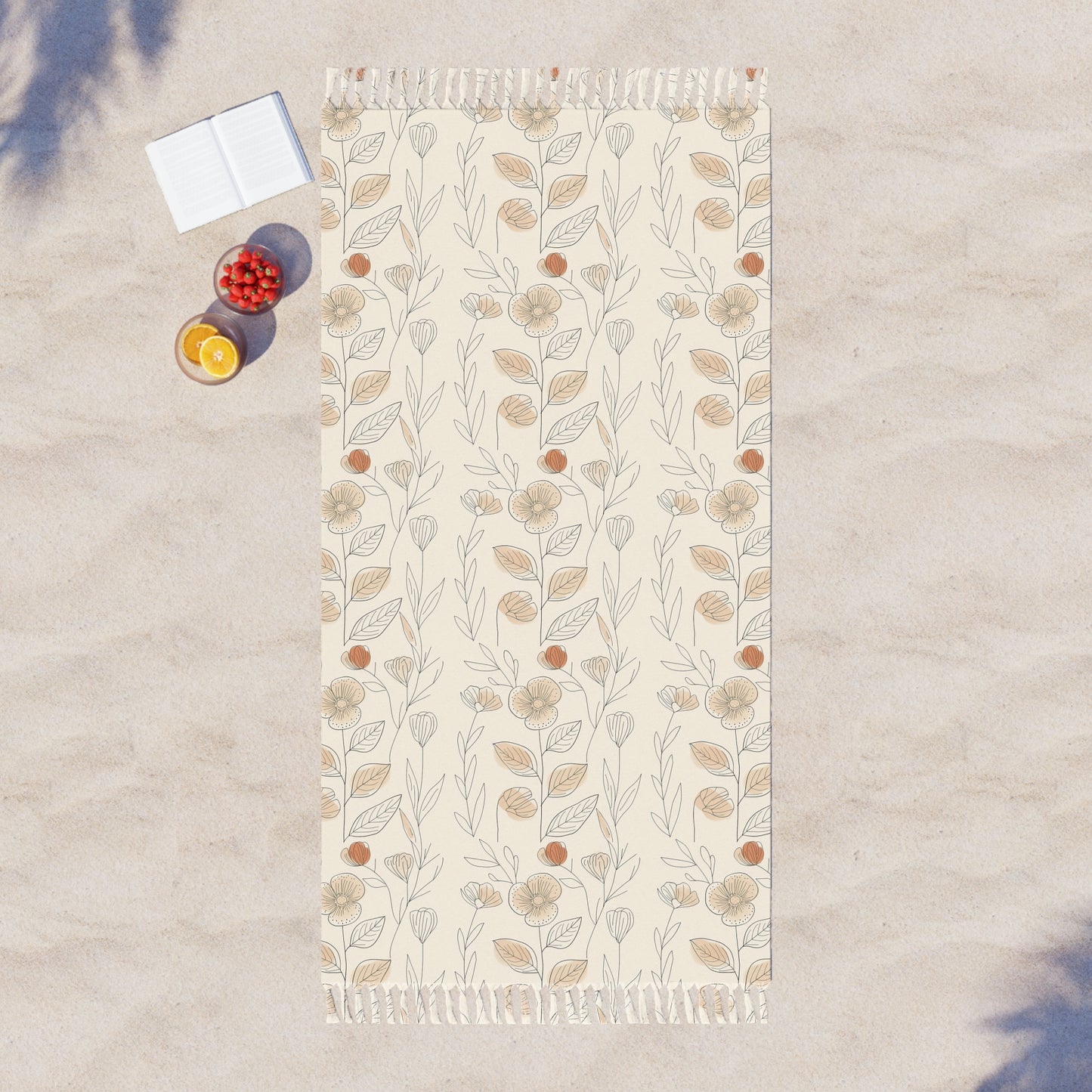 Boho Beige Floral Boho Beach Cloth