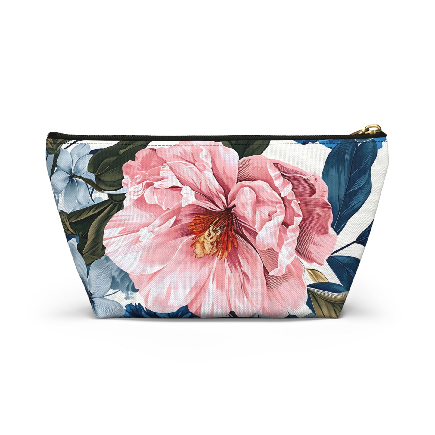 Tropical Floral Accessory Pouch w T-bottom