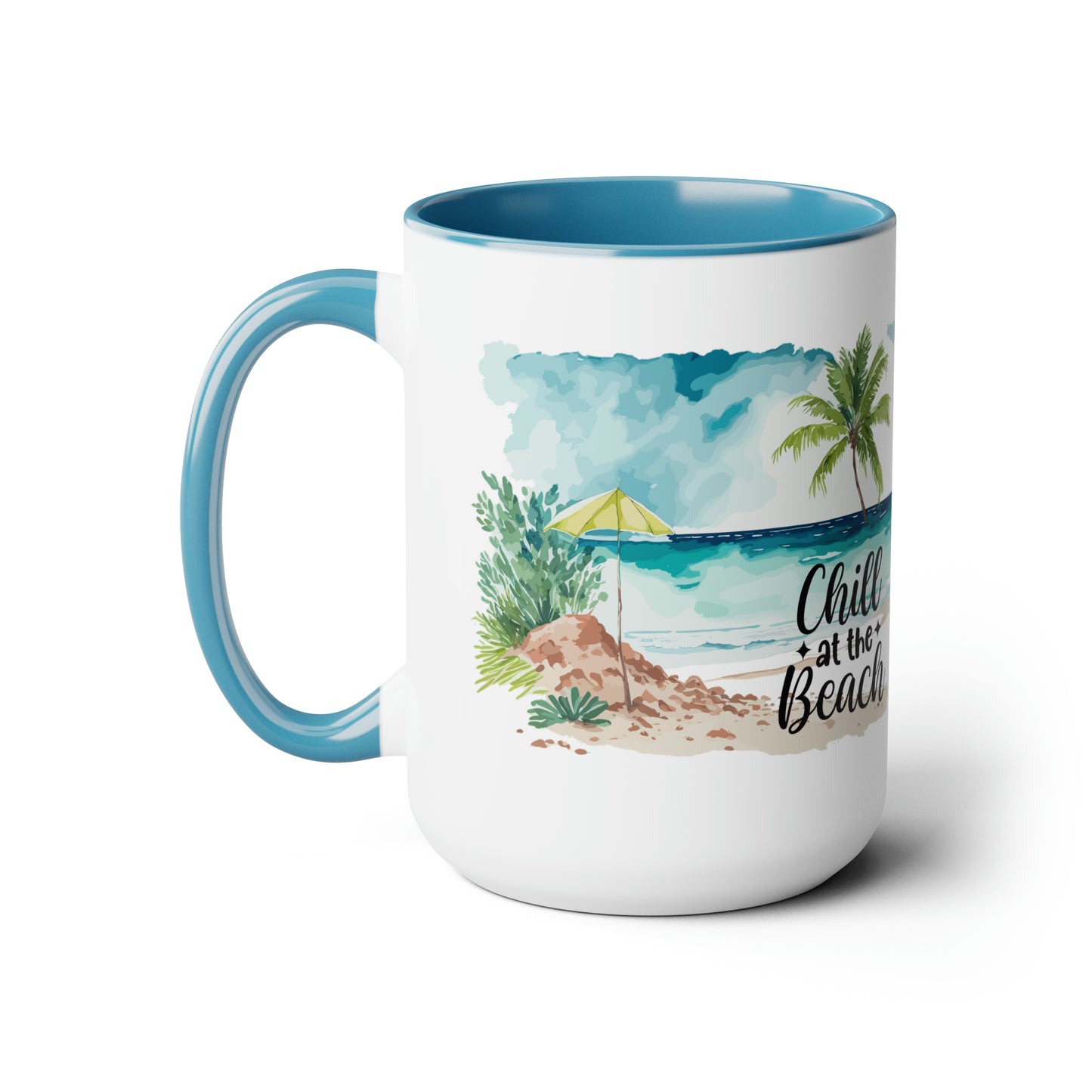 Chill At The Beach Two-Tone Coffee Mugs, 15oz