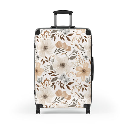 Beige Boho Floral Suitcase