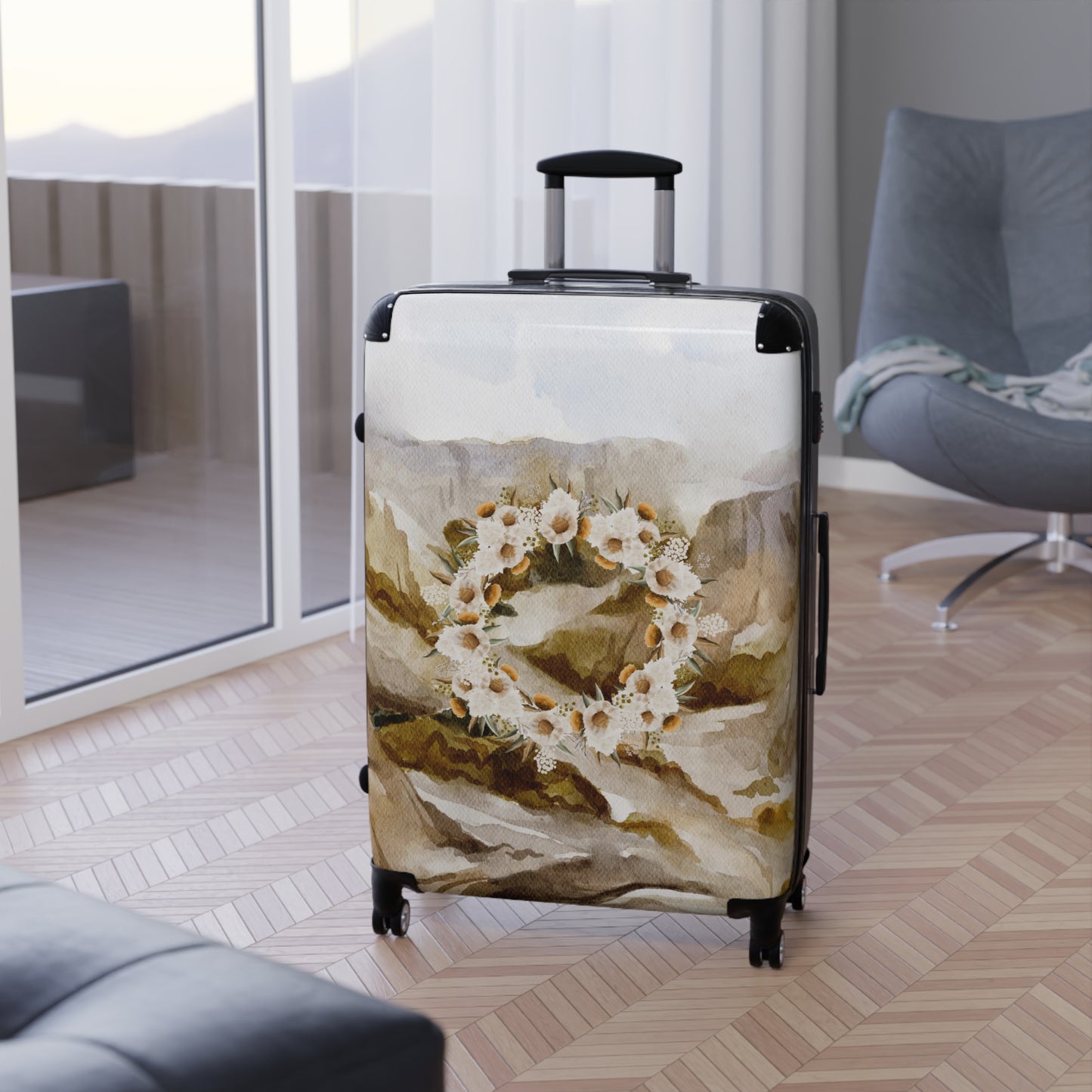 March Landscape Floral Suitcase