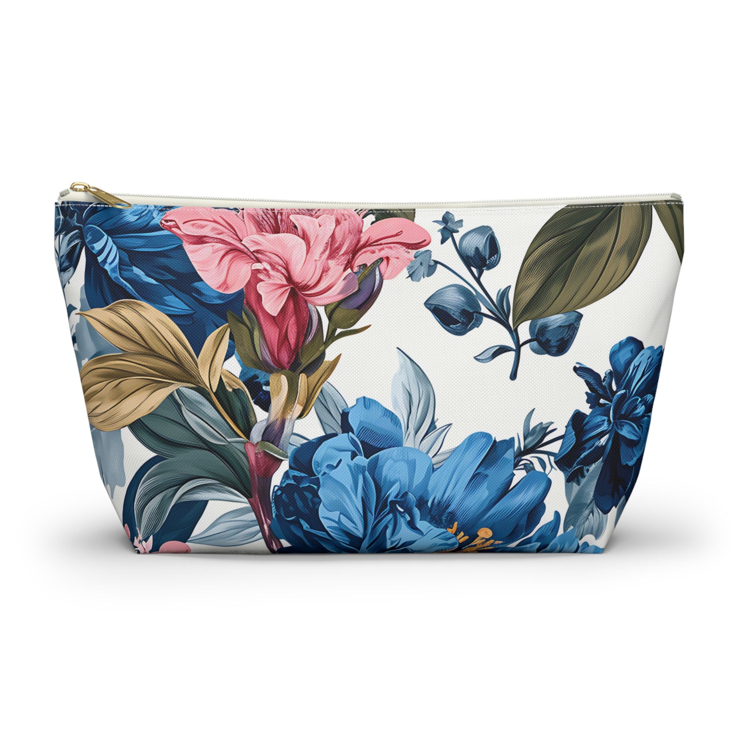 Tropical Floral Accessory Pouch w T-bottom