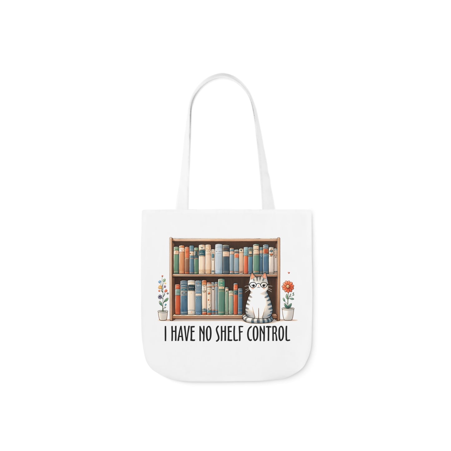 I Have No Shelf Control Cat Canvas Tote Bag, 3-Color Straps