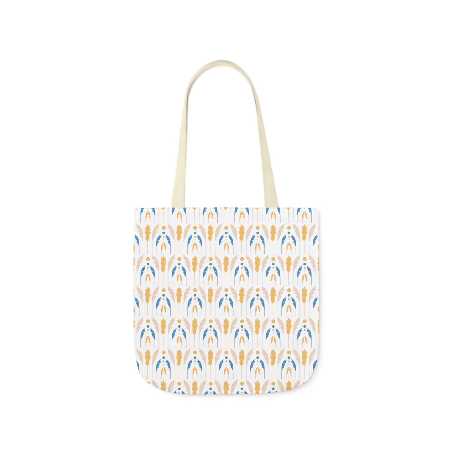 Yellow and Blue Fronds Canvas Tote Bag, 3-Color Straps