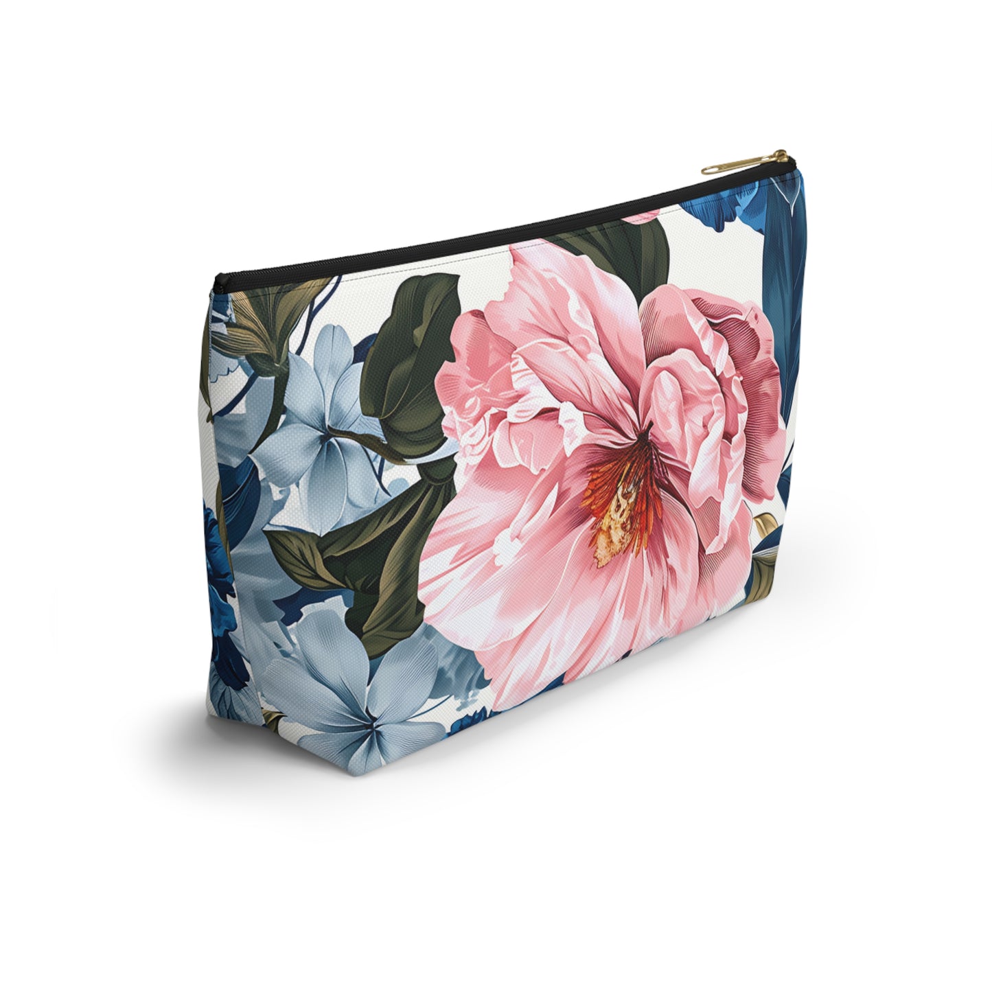 Tropical Floral Accessory Pouch w T-bottom