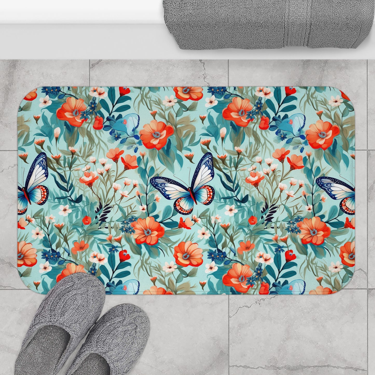 Butterly Floral Bath Mat