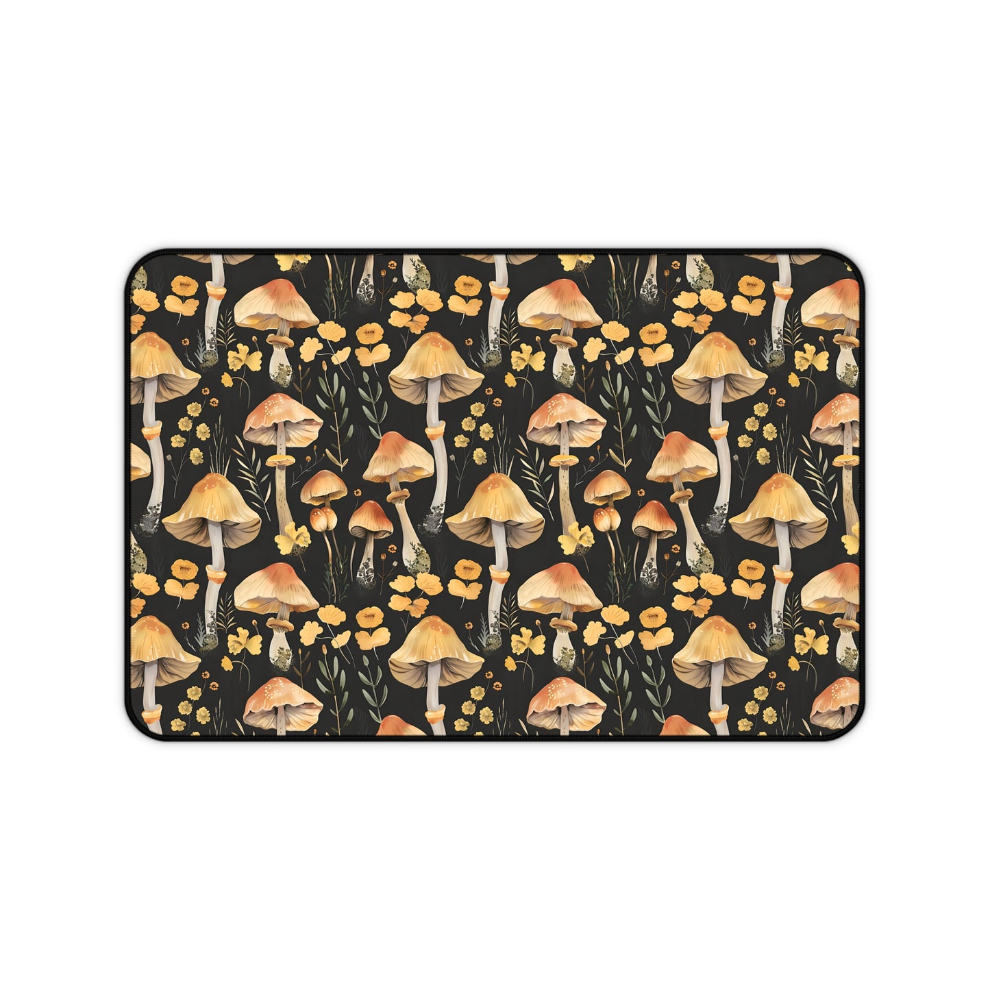 Yellow Mushroom Dark Desk Mat