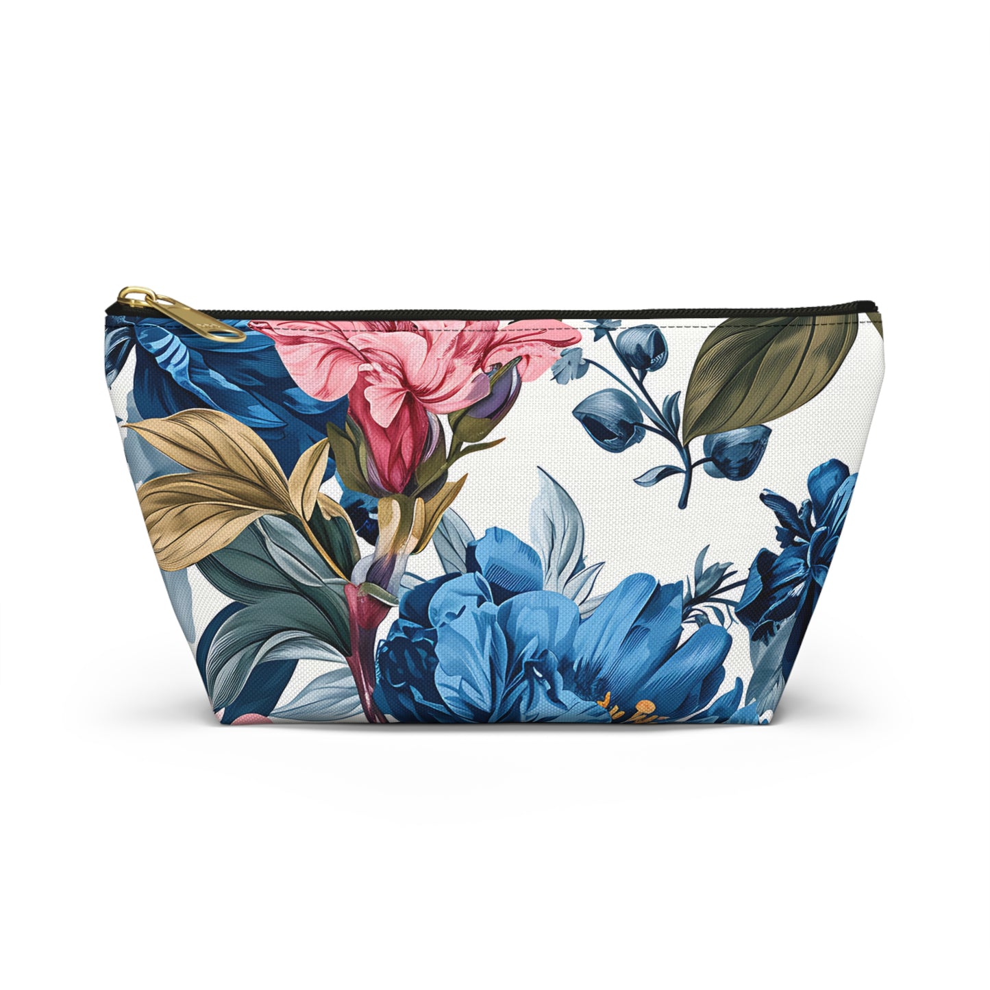 Tropical Floral Accessory Pouch w T-bottom