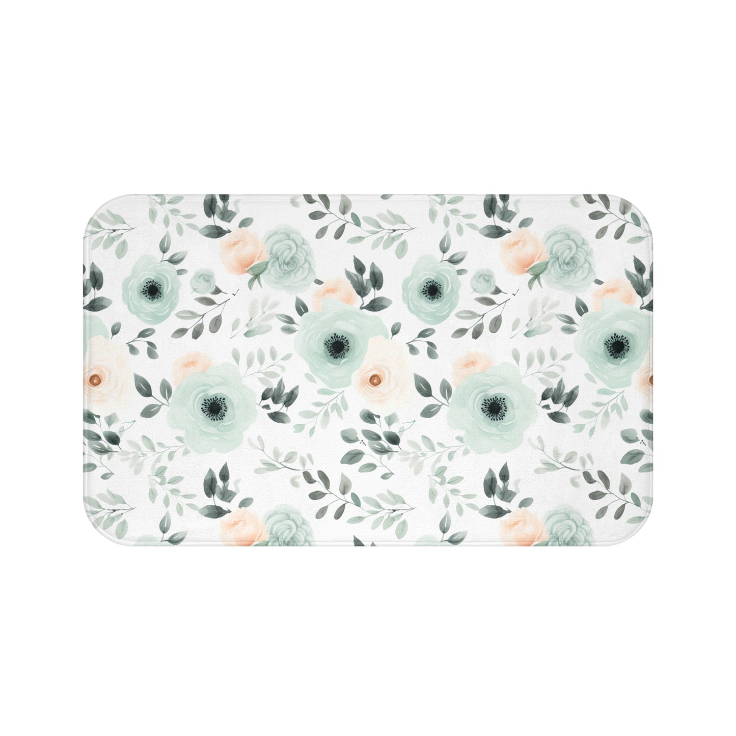 Mint Foral Bath Mat