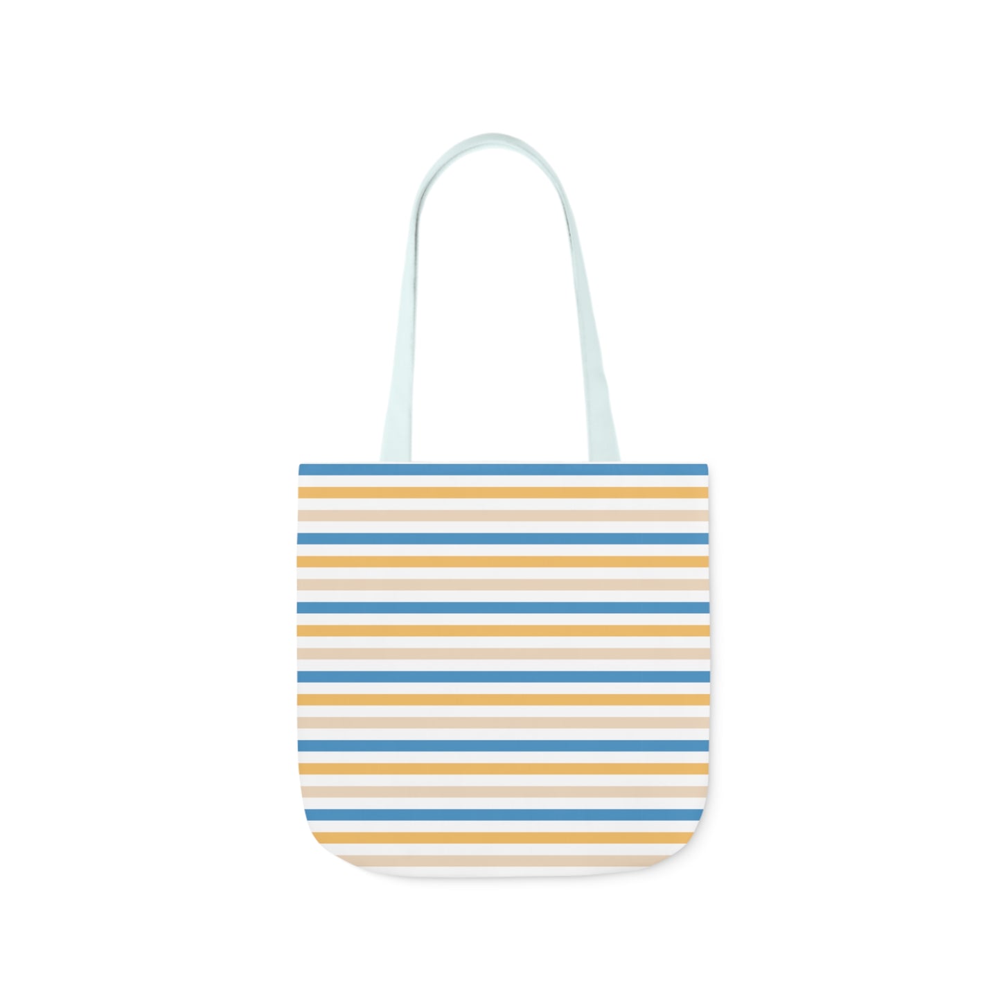 Yellow and Blue Stripe Canvas Tote Bag, 3-Color Straps