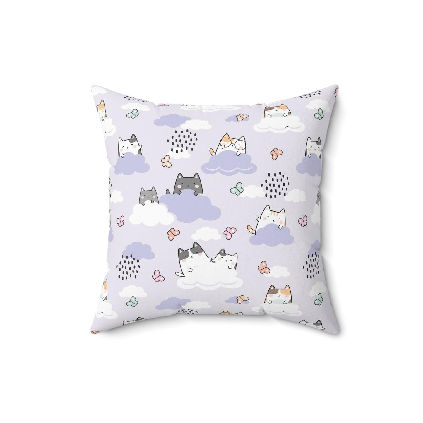 Cat Clouds Spun Polyester Square Pillow