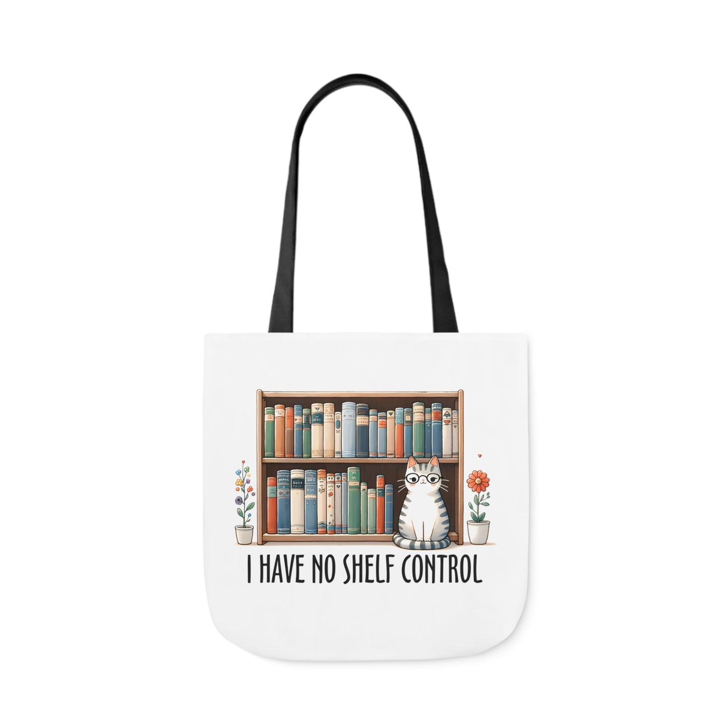 I Have No Shelf Control Cat Canvas Tote Bag, 3-Color Straps