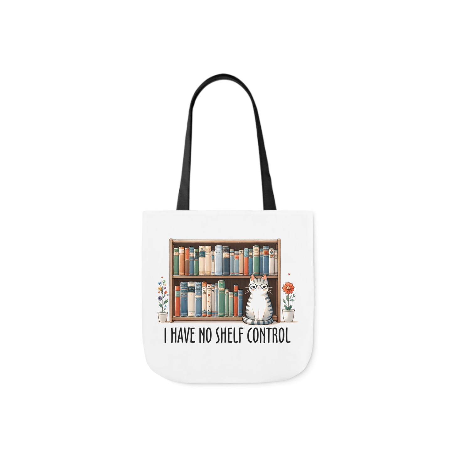 I Have No Shelf Control Cat Canvas Tote Bag, 3-Color Straps