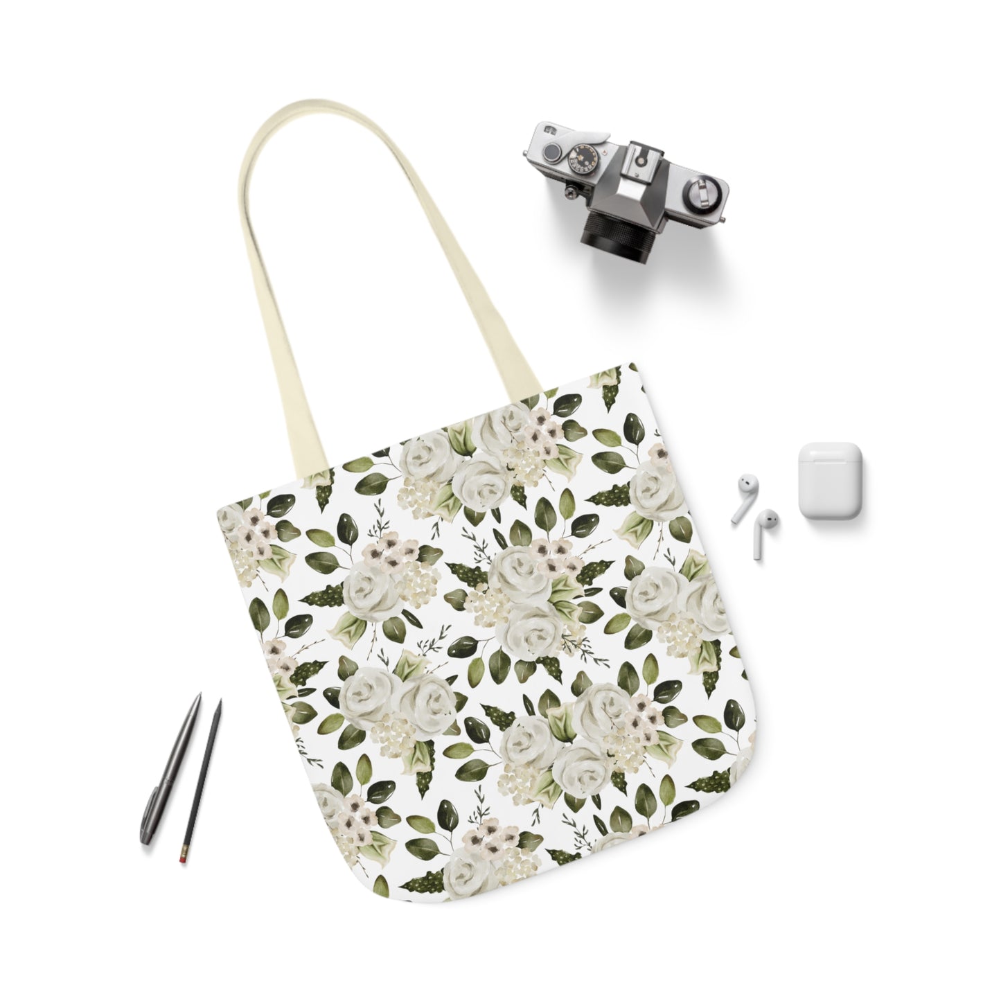 April Floral Canvas Tote Bag, 5-Color Straps