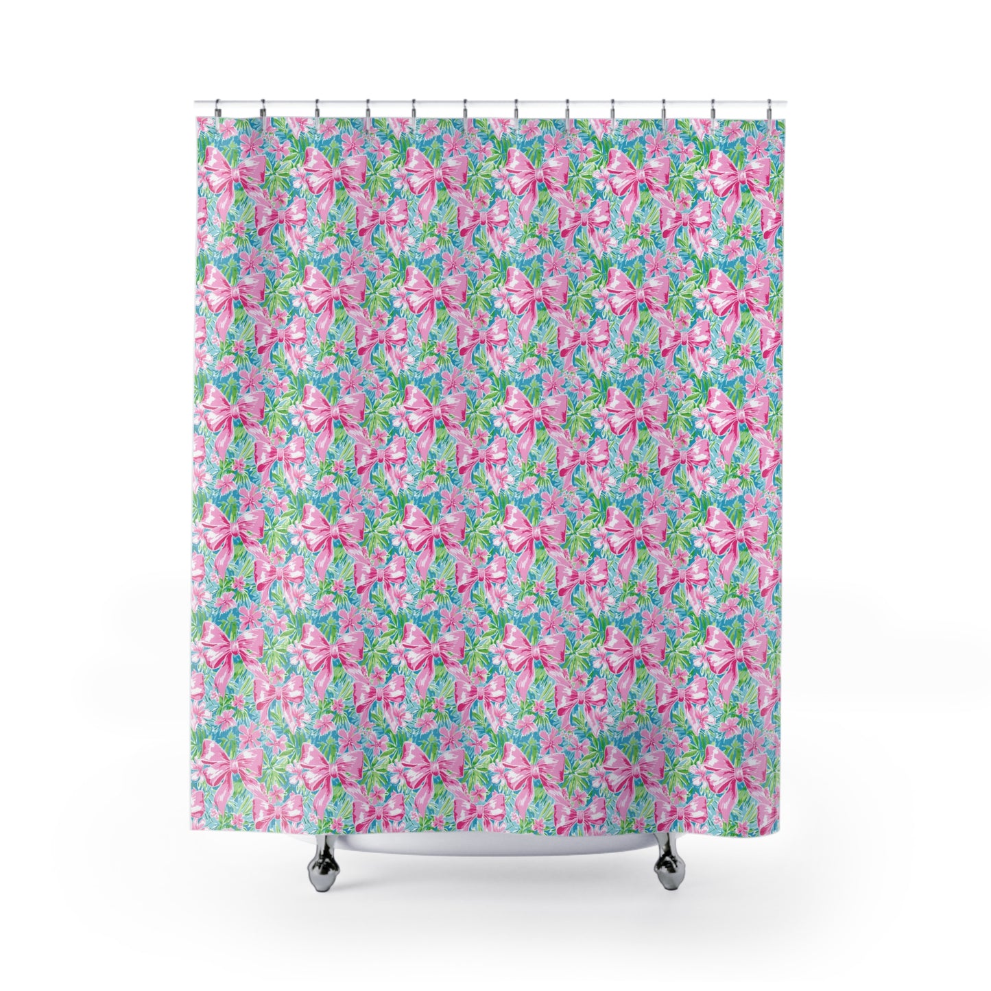 Preppy Pink Bows Shower Curtains