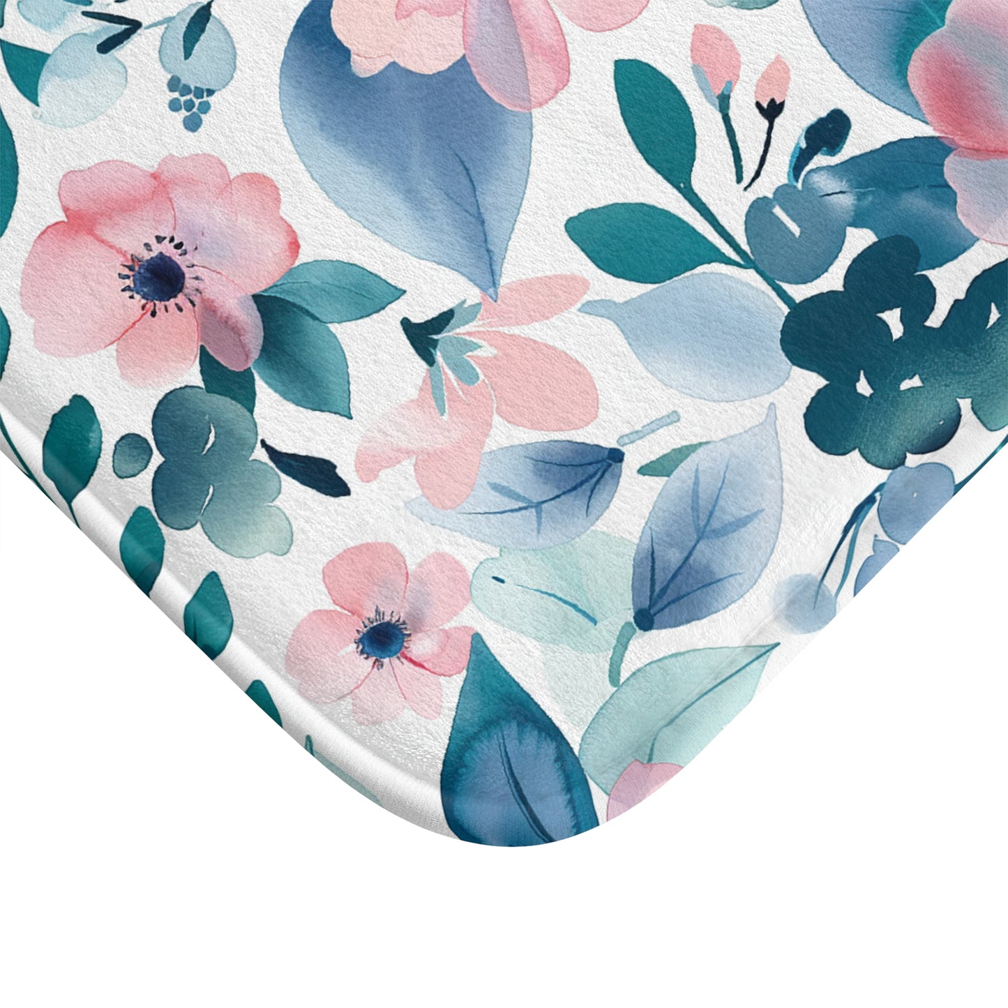 Pink and Teal Floral Bath Mat